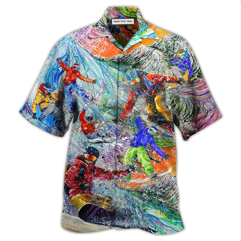 Snowboarding Hawaiian Shirt For Tropical Holiday Resort Parties And Everyday Style