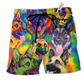 Dog Loves Fesh Summer Hawaiian Print Beach Shorts For Tropical Vacation Wear