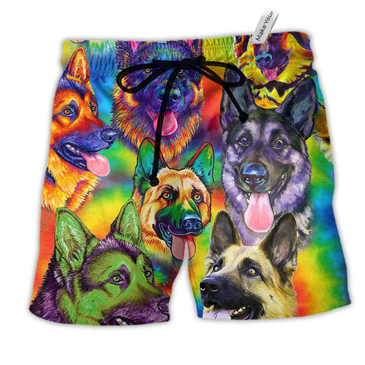 Dog Loves Fesh Summer Hawaiian Print Beach Shorts For Tropical Vacation Wear