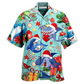 Shark Christmas Hawaiian Shirt Artwork Detail For Tropical Trips And Casual Outings