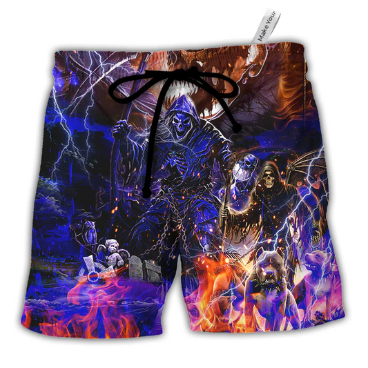 Skull Beach Shorts For Holiday Cruises And Versatile Outdoor Wear