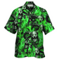 Green Skull Flame Burn Hawaiian Shirt For Coastal Adventures And Warm Weather Wear