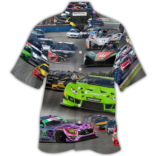 Racing Car Hawaiian Shirt For Island Holidays Summer Parties And Casual Outdoor Wear