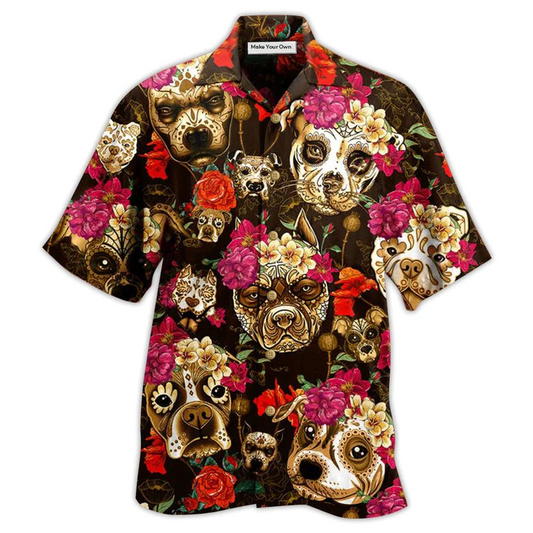 Floral Dog Beautiful Rose Hawaiian Shirt Design Detail For Beach Days And Holiday Travel