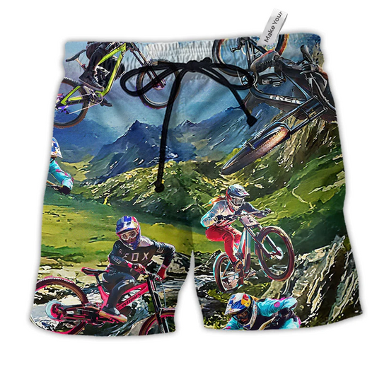 Bike Exposed Style Amazing Hawaiian Print Beach Shorts For Weekend Getaways And Travel