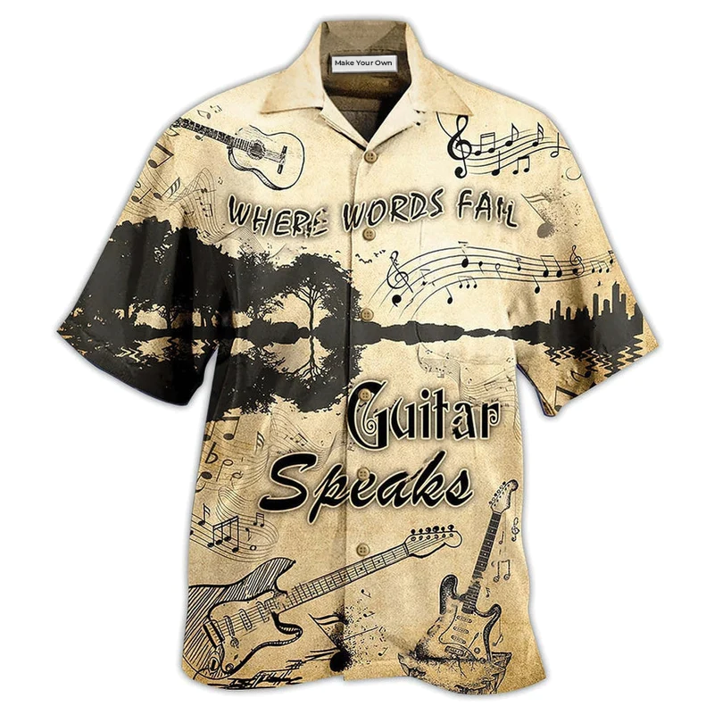 Guitar Hawaiian Shirt For Resort Getaways Summer Adventures And Casual Gifting