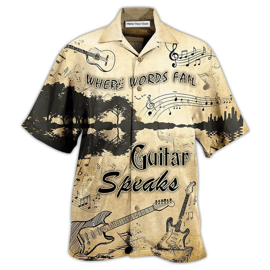 Guitar Hawaiian Shirt For Resort Getaways Summer Adventures And Casual Gifting