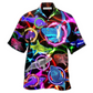 Neon Shark Circle Hawaiian Shirt Pattern Detail For Summer Holidays And Outdoor Fun