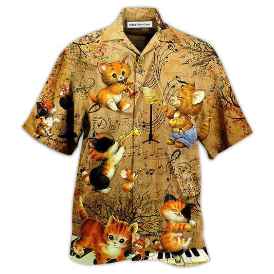 Cat Baby Music Hawaiian Shirt Pattern View For Relaxed Warm Weather Outfits