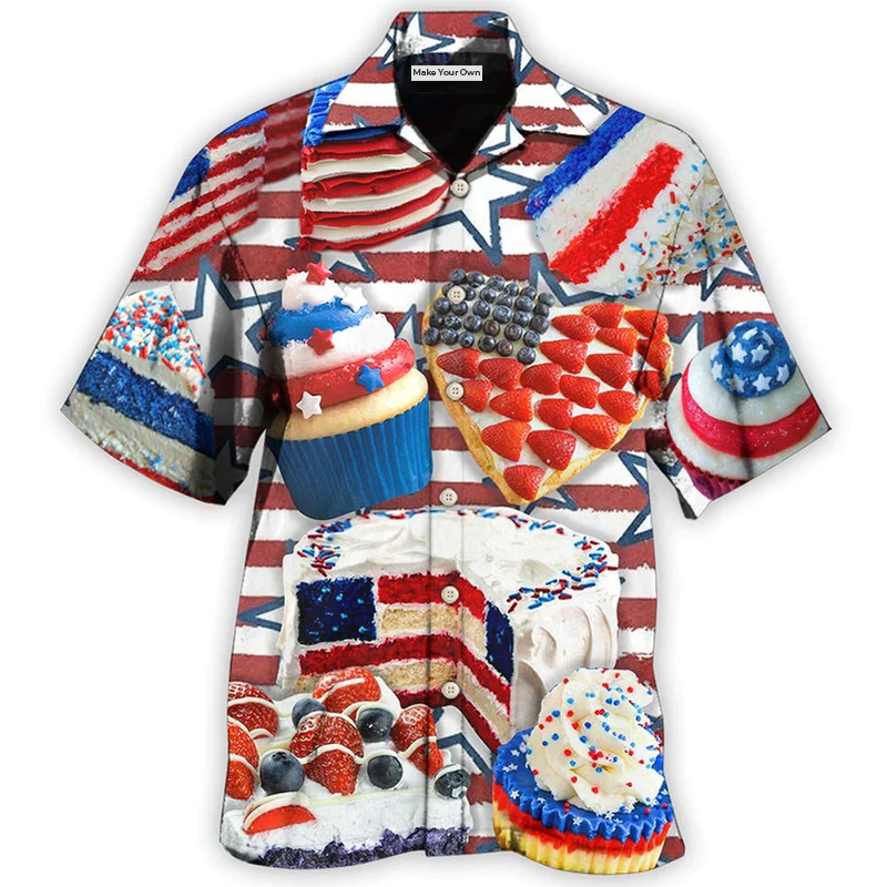 Patriotic Baking And Cake Hawaiian Shirt For Resort Holidays Beach Travel And Relaxed Casual Fashion