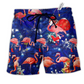 Flamingo Love Life Pink Hawaiian Print Beach Shorts For Beach Days And Coastal Travel