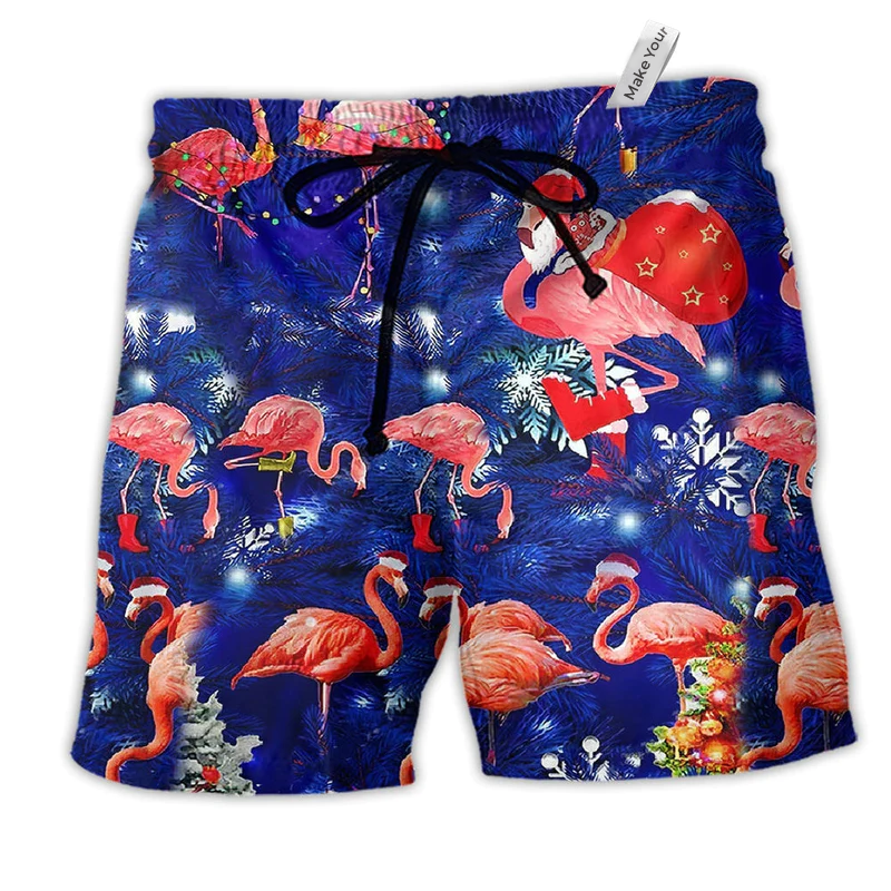 Flamingo Love Life Pink Hawaiian Print Beach Shorts For Beach Days And Coastal Travel