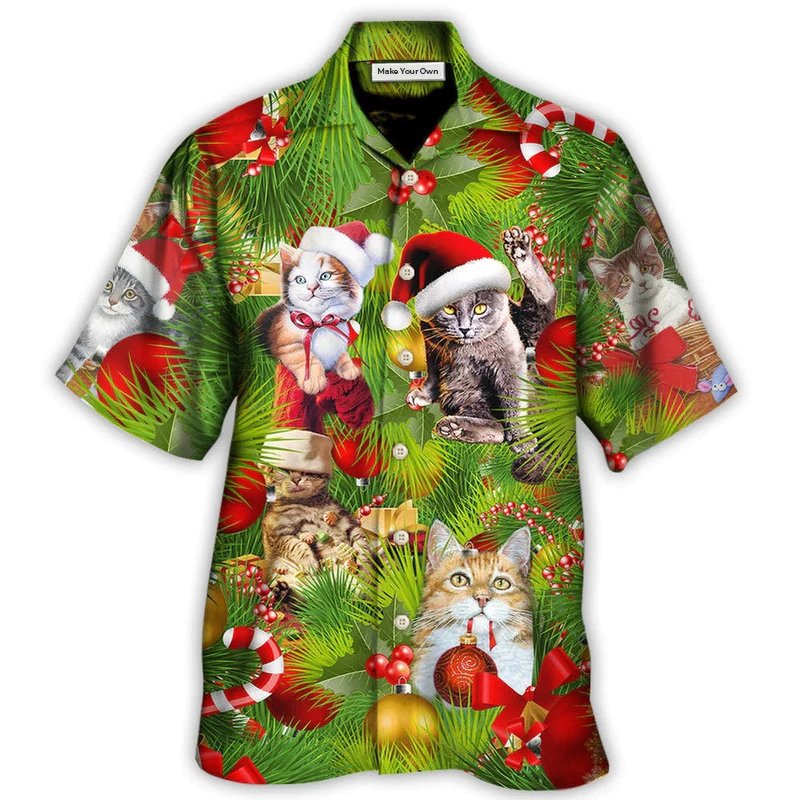 Cat Christmas Lazy Day Hawaiian Shirt For Summer Events And Casual Outdoor Wear