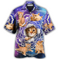 Funny Cat Tabby Yoga Galaxy Pose Hawaiian Shirt For Vacation Days And Relaxed Coastal Outings