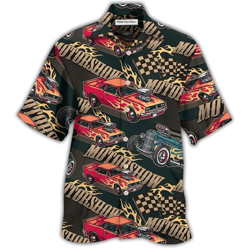 Flame Racing Car Hawaiian Shirt For Summer Travel Coastal Events And Thoughtful Gift Giving