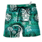 Tiki Love Turtle Geen Hawaiian Print Beach Shorts For Resort Trips And Poolside Style