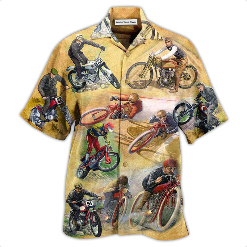 Vintage Motorcycle Amazing Hawaiian Shirt Design Detail For Beach Days And Holiday Travel