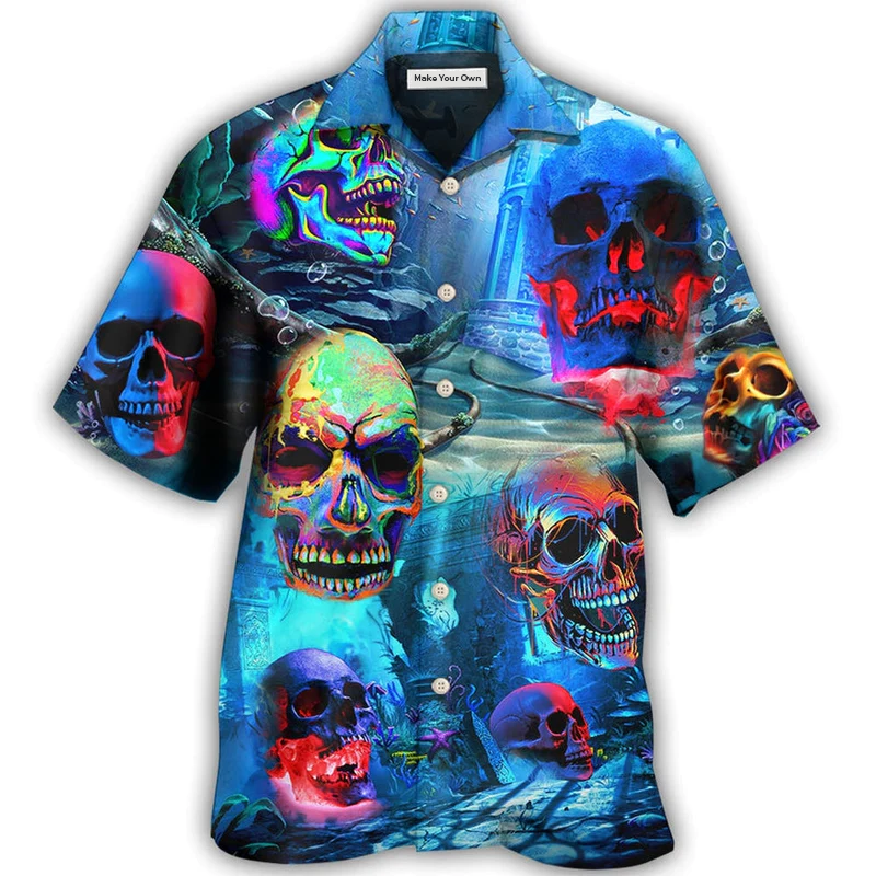 Skull Deep Ocean Hawaiian Shirt Pattern View For Lightweight Everyday Style
