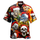 Christmas Skull Hawaiian Shirt For Vacation Getaways Resort Wear And Casual Celebrations