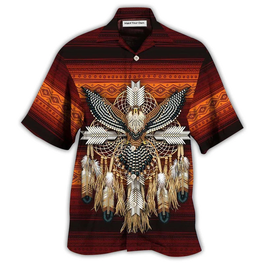 Bohemian Eagle Peace Hawaiian Shirt For Vacation Days And Relaxed Coastal Outings