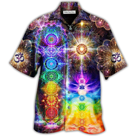 Yoga Harmony Chakra Hawaiian Shirt Design Detail For Sunny Adventures And Casual Wear