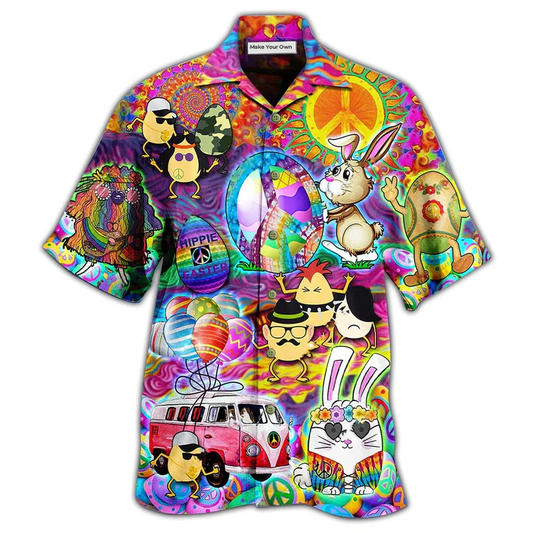 Bohemian Funny Easter Peace Party Hawaiian Shirt Artwork View For Weekend Travel And Beach Style