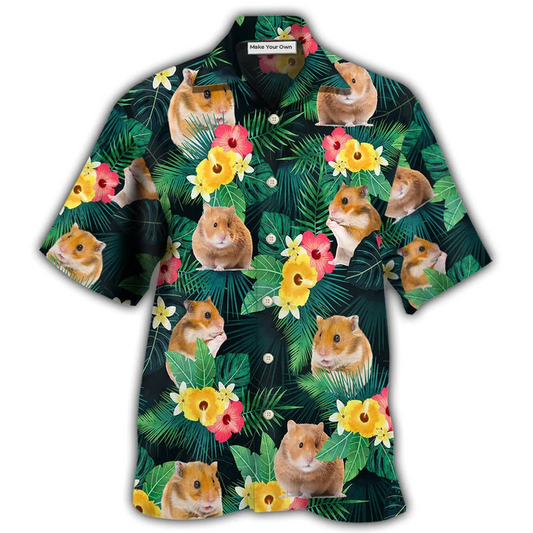 Tropical Summer Hamster Hawaiian Shirt For Coastal Vacations Warm Weather Events And Daily Style
