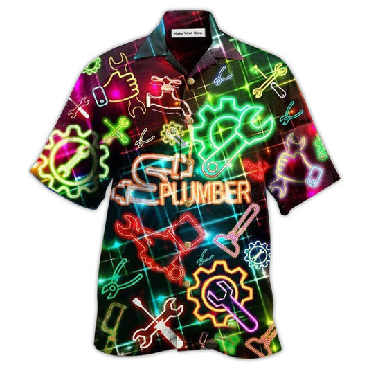 Neon Plumber Hawaiian Shirt For Vacation Parties Beach Outings And Relaxed Daily Wear