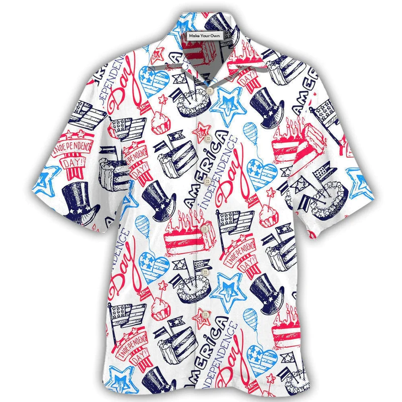 Artistic Patriotic American Hawaiian Shirt For Tropical Escapes Resort Wear And Outdoor Celebrations