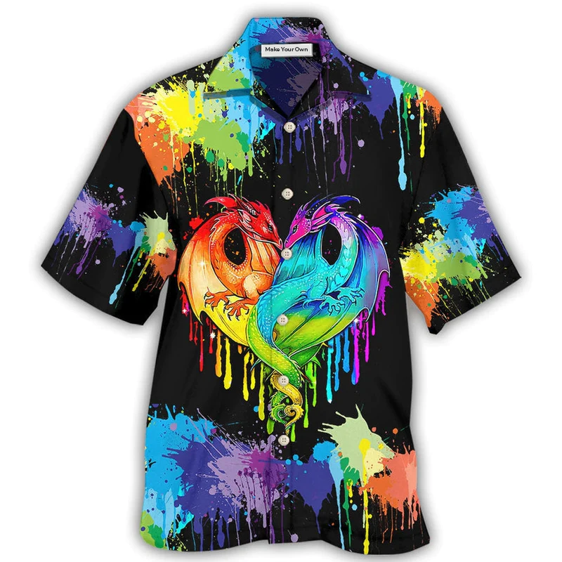 Rainbow Colorful Dragon Pride Hawaiian Shirt For Warm Weather Adventures And Everyday Comfort