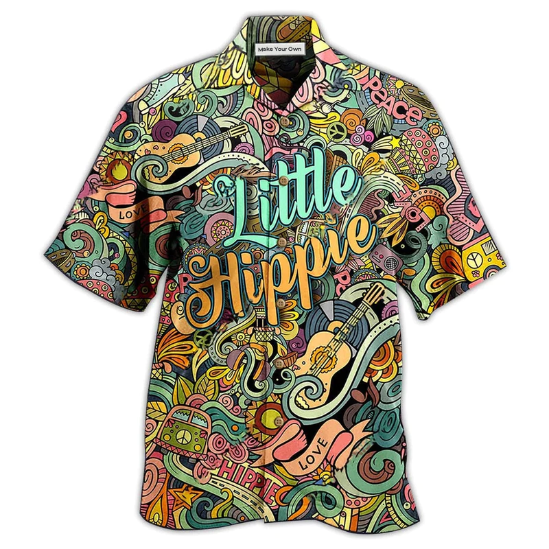 Bohemian Music Guitar Peace Little Hawaiian Shirt For Poolside Relaxation And Sunny Getaways