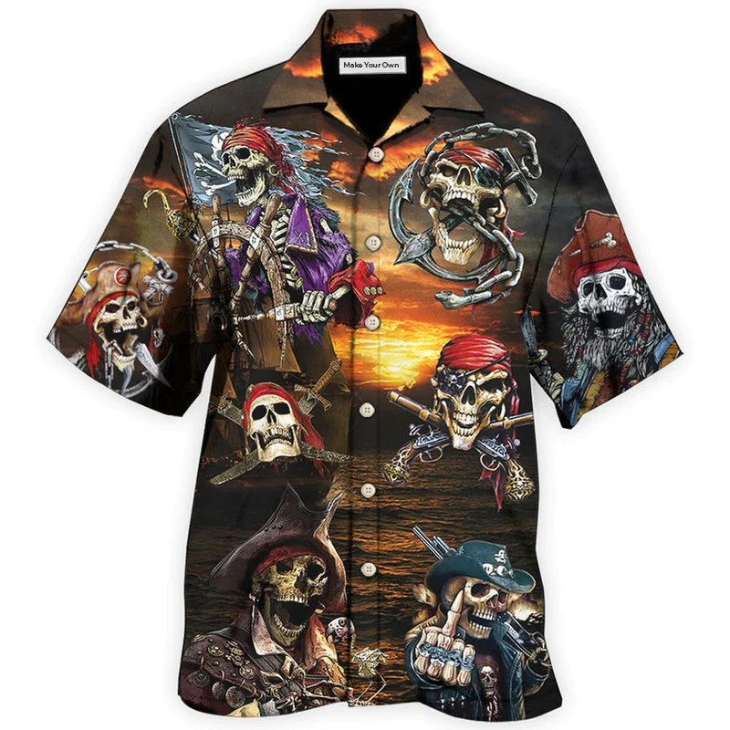 Happy Nautical Pirate Together Hawaiian Shirt For Summer Events And Casual Outdoor Wear