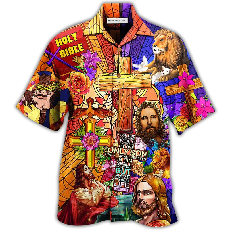 Floral Christian Faith And Lion Hawaiian Shirt For Tropical Getaways Outdoor Fun And Everyday Wear