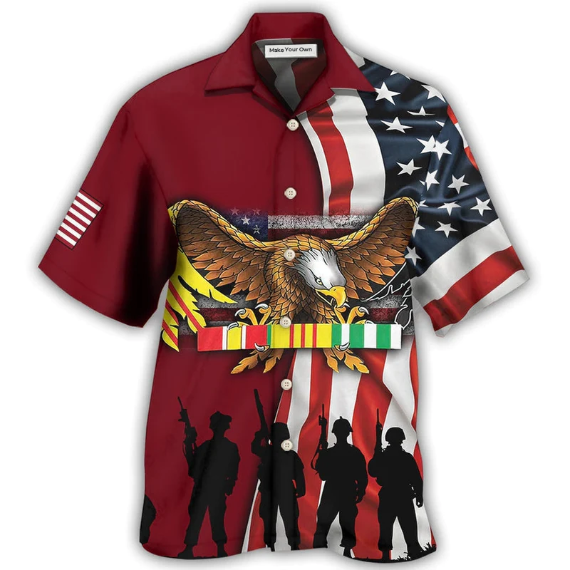 Veteran Vietnam Hawaiian Shirt Design View For Casual Summer Styling