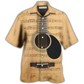 Retro Guitar Music Note Hawaiian Shirt Pattern Detail For Summer Holidays And Outdoor Fun