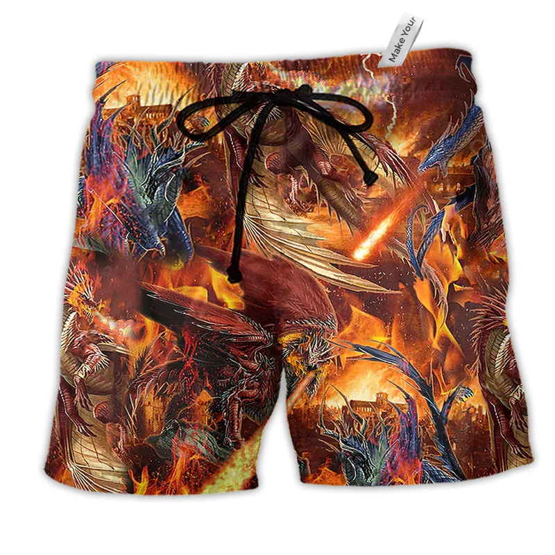 Dragon Love Strong Life Hawaiian Print Beach Shorts For Striking Resort Looks