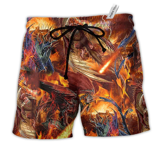 Dragon Love Strong Life Hawaiian Print Beach Shorts For Striking Resort Looks