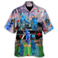 Funny Dog Cricket Hawaiian Shirt Tropical Styling View For Coastal Travel