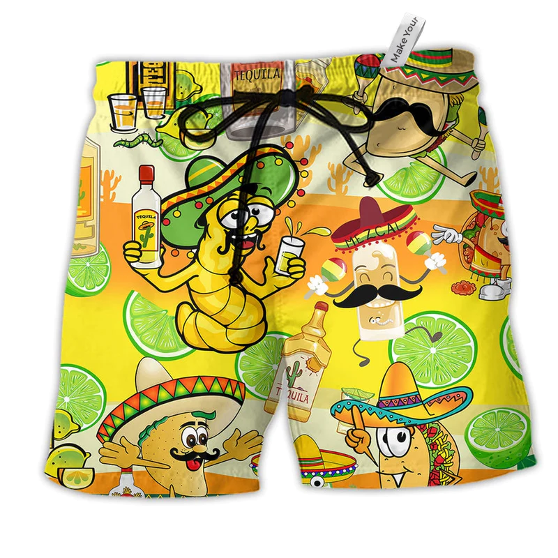 Wine Tequila Magic Water For Fun People Hawaiian Beach Shorts For Beach Gatherings And Travel