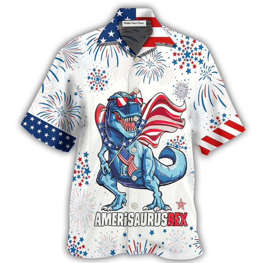 Dinosaur Independence Day Dinosaurus Hawaiian Shirt For Poolside Relaxation And Sunny Getaways