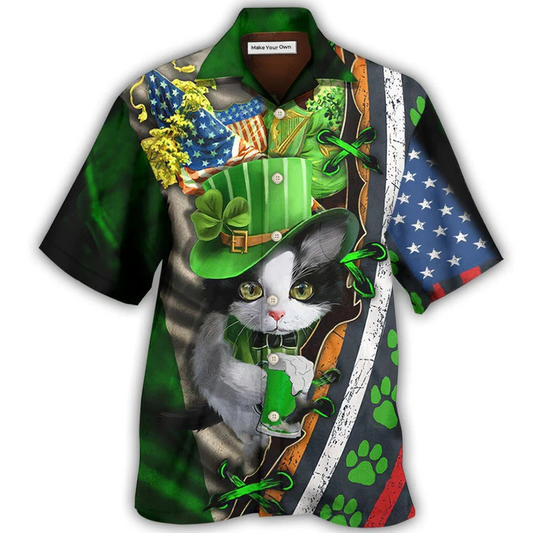 Cat Irish Cats Party Show Hawaiian Shirt Artwork View For Weekend Travel And Beach Style