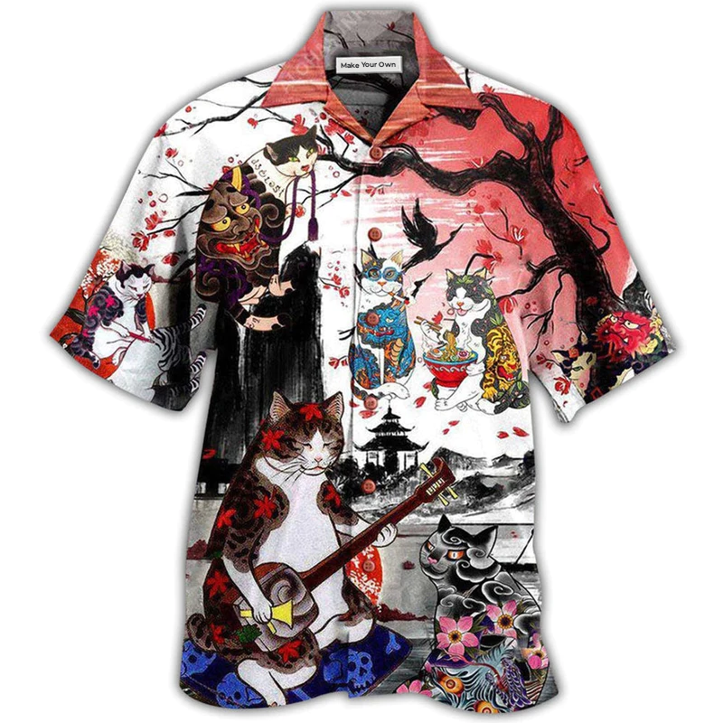 Cat Japanese Hawaiian Shirt For Beach Parties And Weekend Getaways