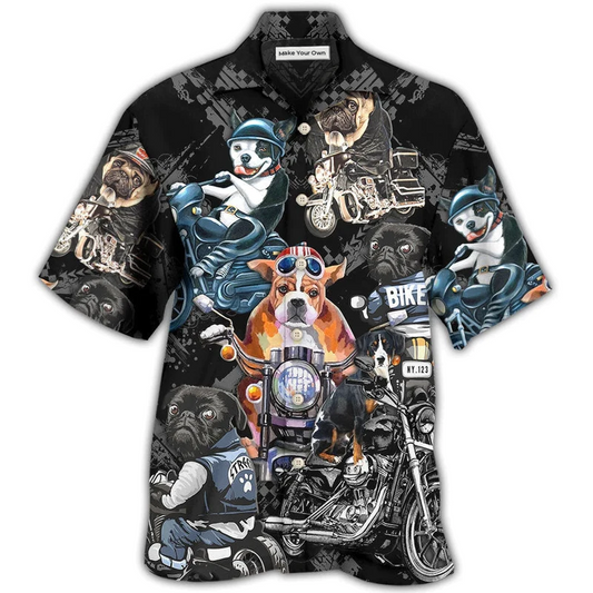Motorcycle Dog Motorcycles Dogs Hawaiian Shirt For Resort Getaways And Comfortable Summer Activities