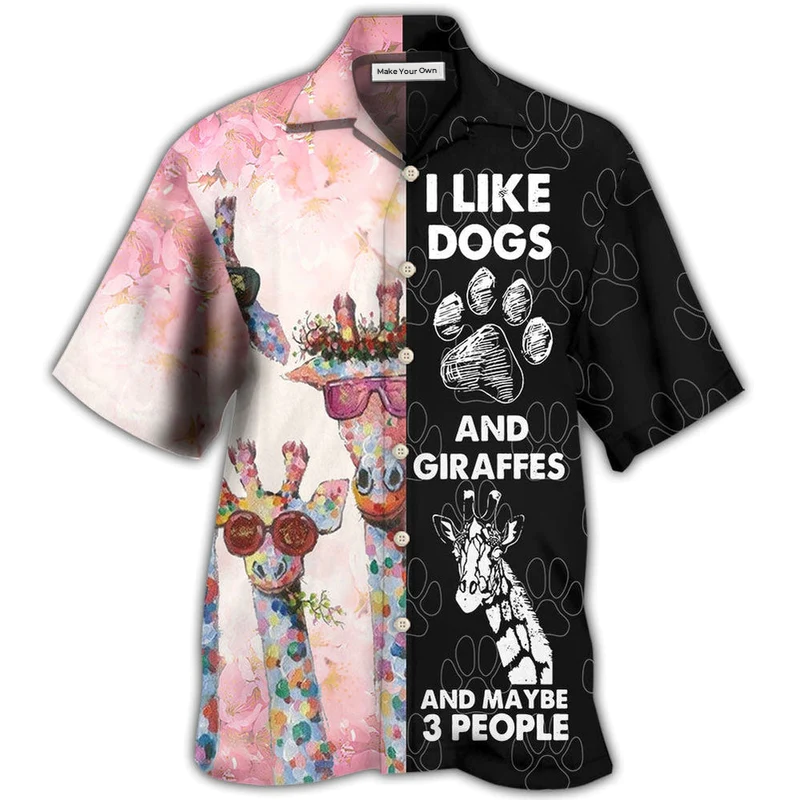 Giraffe Dog Dogs Giraffes Hawaiian Shirt Artwork View For Coastal Escapes And Resort Style