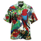 Red Green Parrot Hawaiian Shirt Artwork Detail For Resort Trips And Outdoor Activities