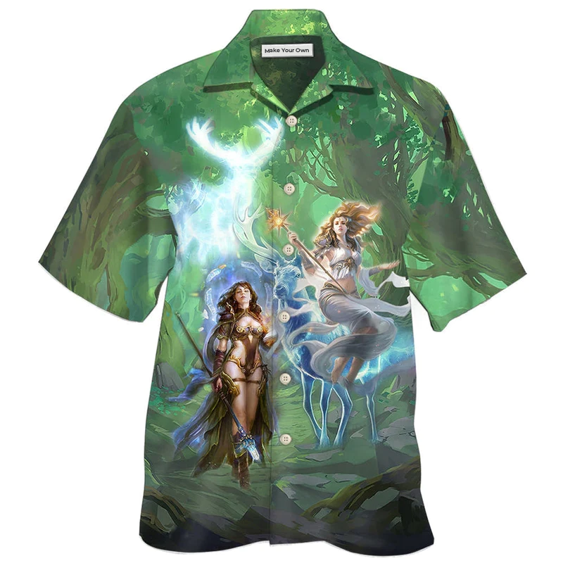 Green Magic Hawaiian Shirt For Summer Vacation Beach Travel And Casual Wear