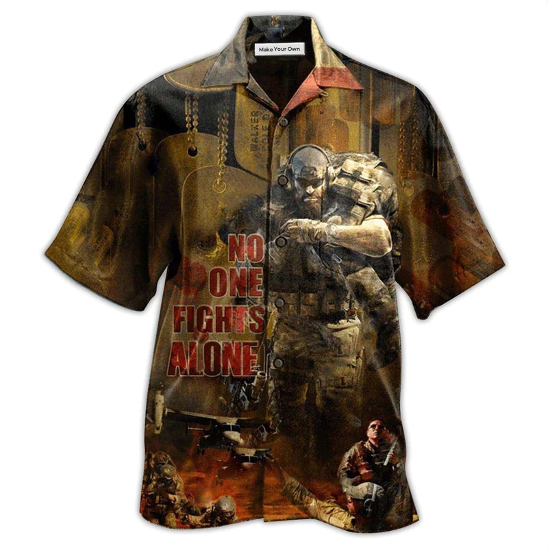 Classic Veteran Fights Alone Hawaiian Shirt For Vacation Days And Relaxed Coastal Outings