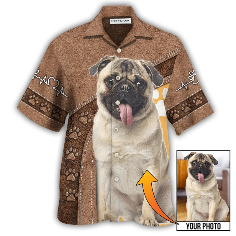 Classic Dog Paw Custom Photo Personalized Hawaiian Shirt Pattern View For Relaxed Warm Weather Outfits