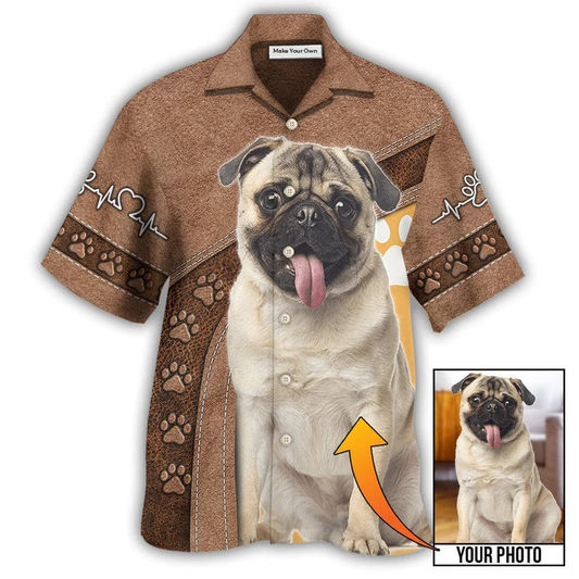 Classic Dog Paw Custom Photo Personalized Hawaiian Shirt Pattern View For Relaxed Warm Weather Outfits