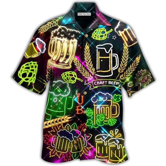 Neon Beer O'Clock Hawaiian Shirt For Summer Events And Casual Outdoor Wear